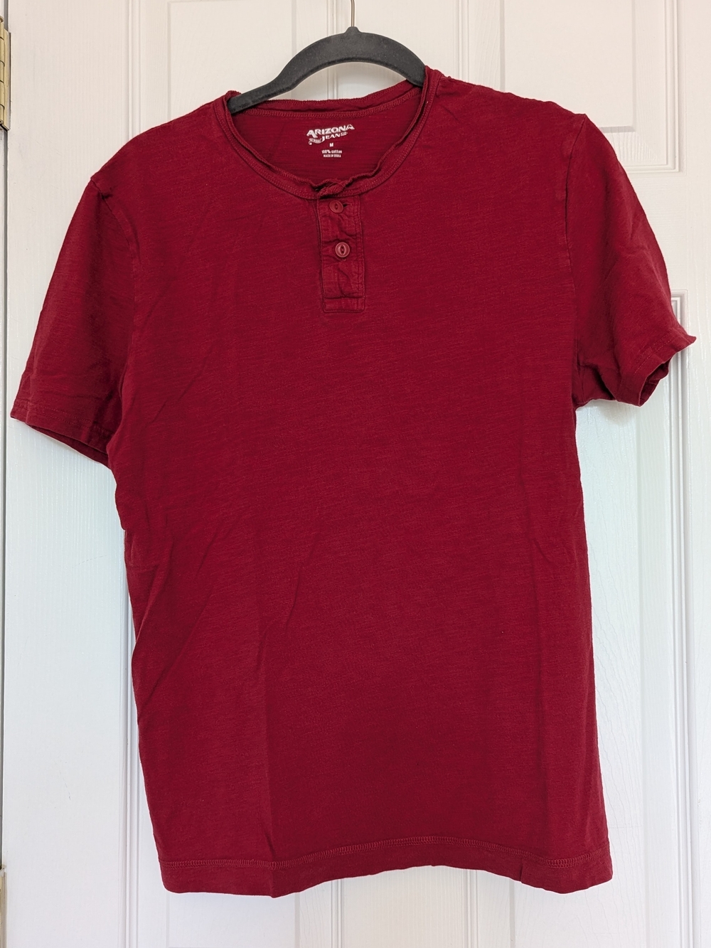 Men's Red Short-Sleeve Henley Shirt